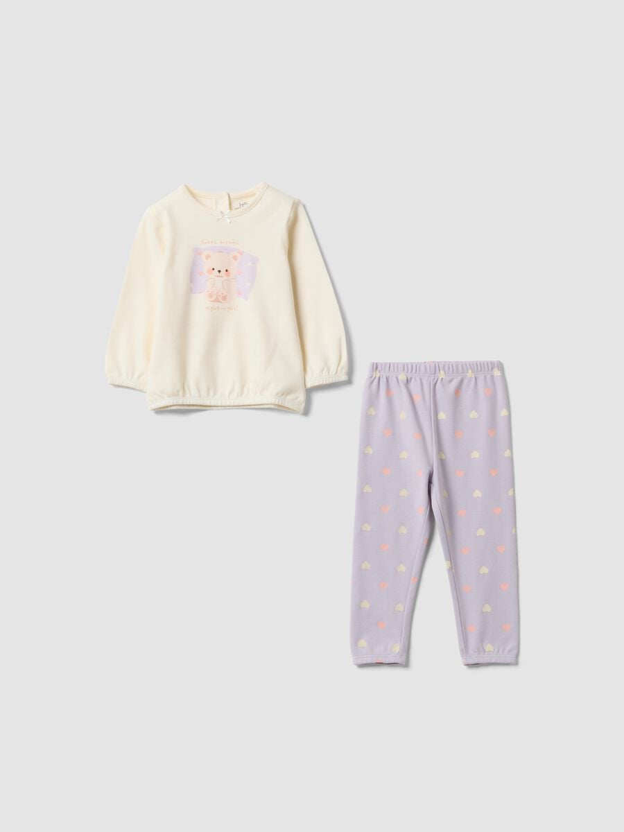 Multicolour pure organic cotton baby girl pyjamas with teddy bear print_0
