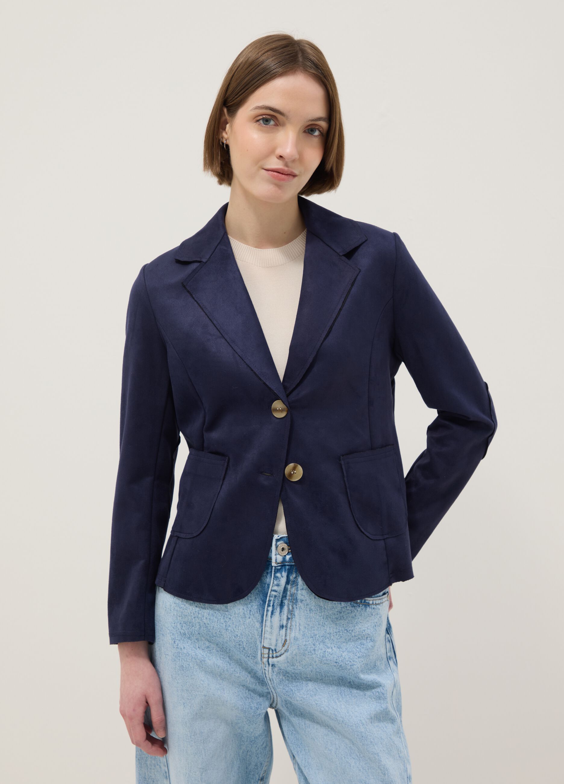 Light blue regular fit jacket with pockets