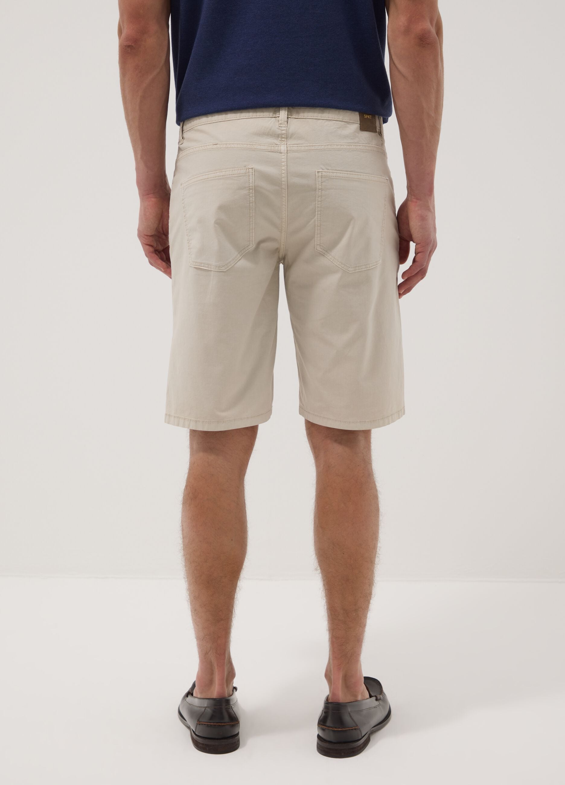 Grey regular-fit stretch cotton Bermuda shorts