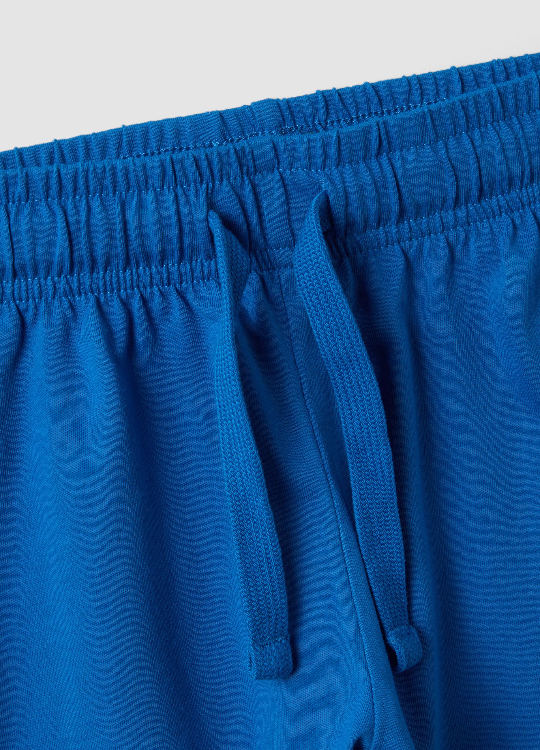 Blue organic cotton shorts with elasticated waist