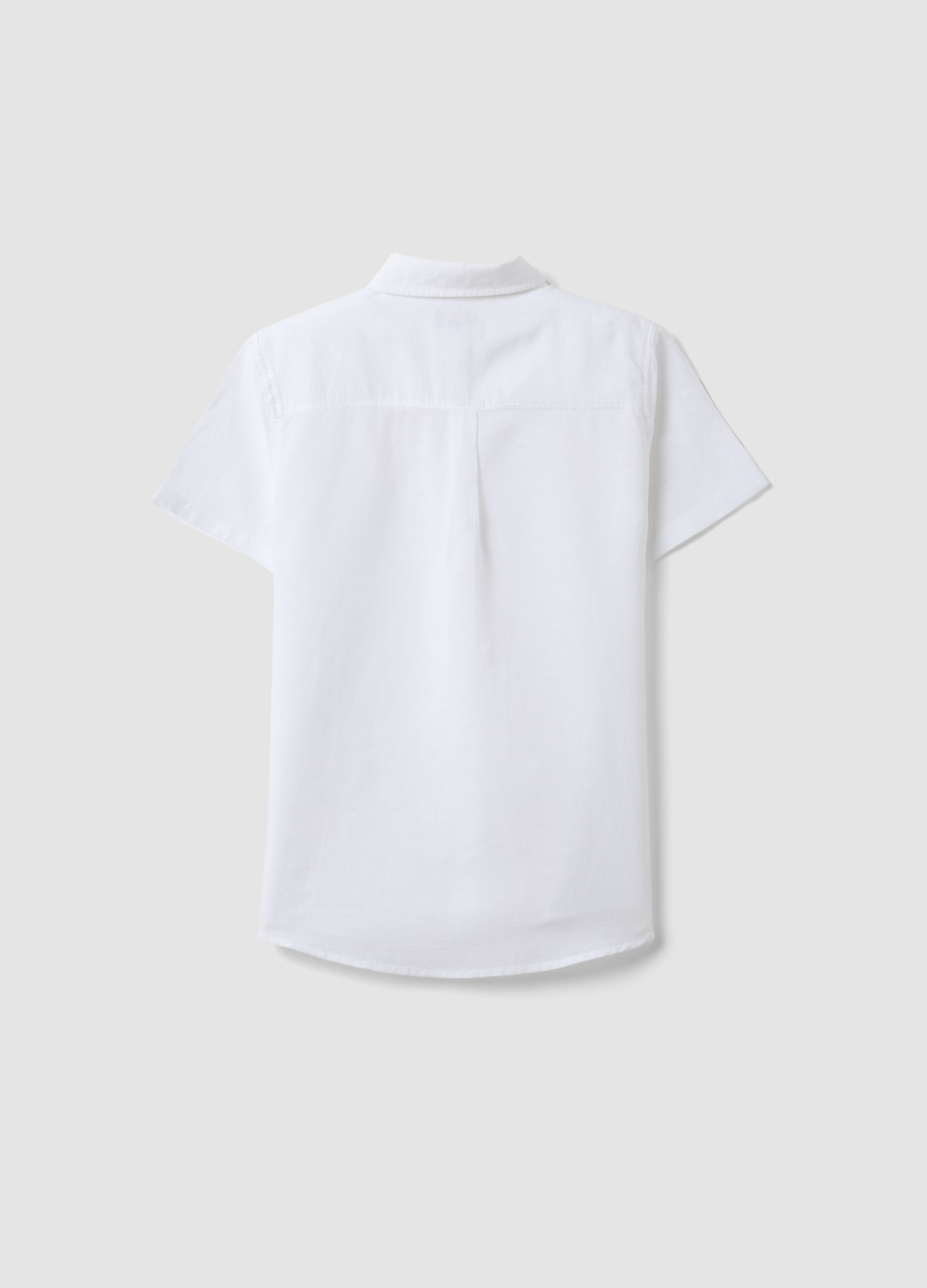 Boys&rsquo; white linen-cotton blend shirt, regular fit