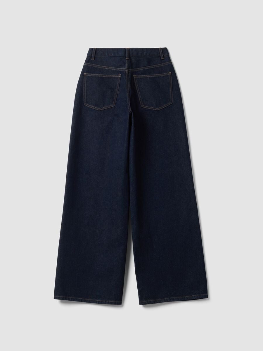 Blaue Wide-Leg-Jeans aus reiner Baumwolle_6