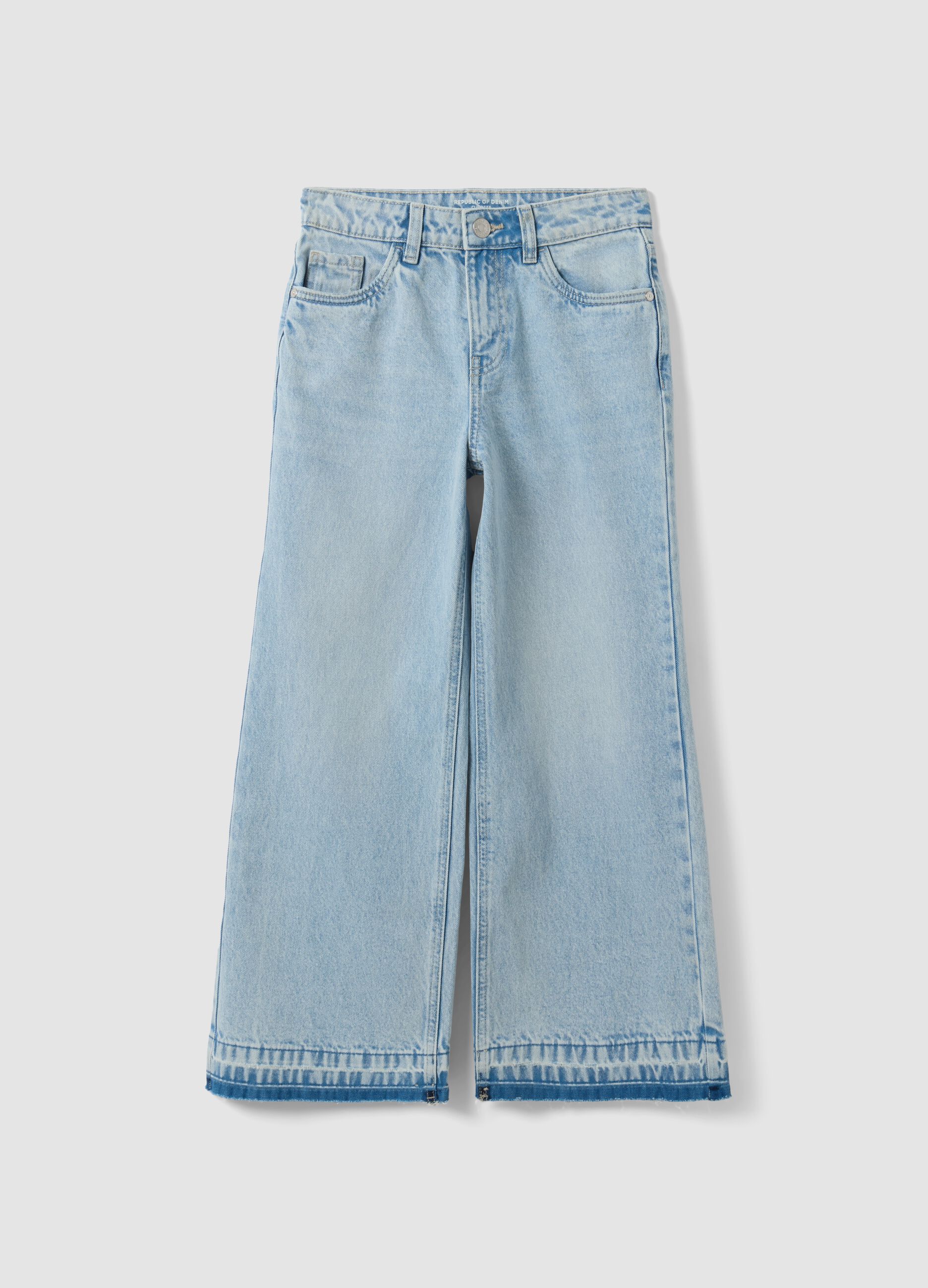 Blue culotte jeans in pure cotton for girls
