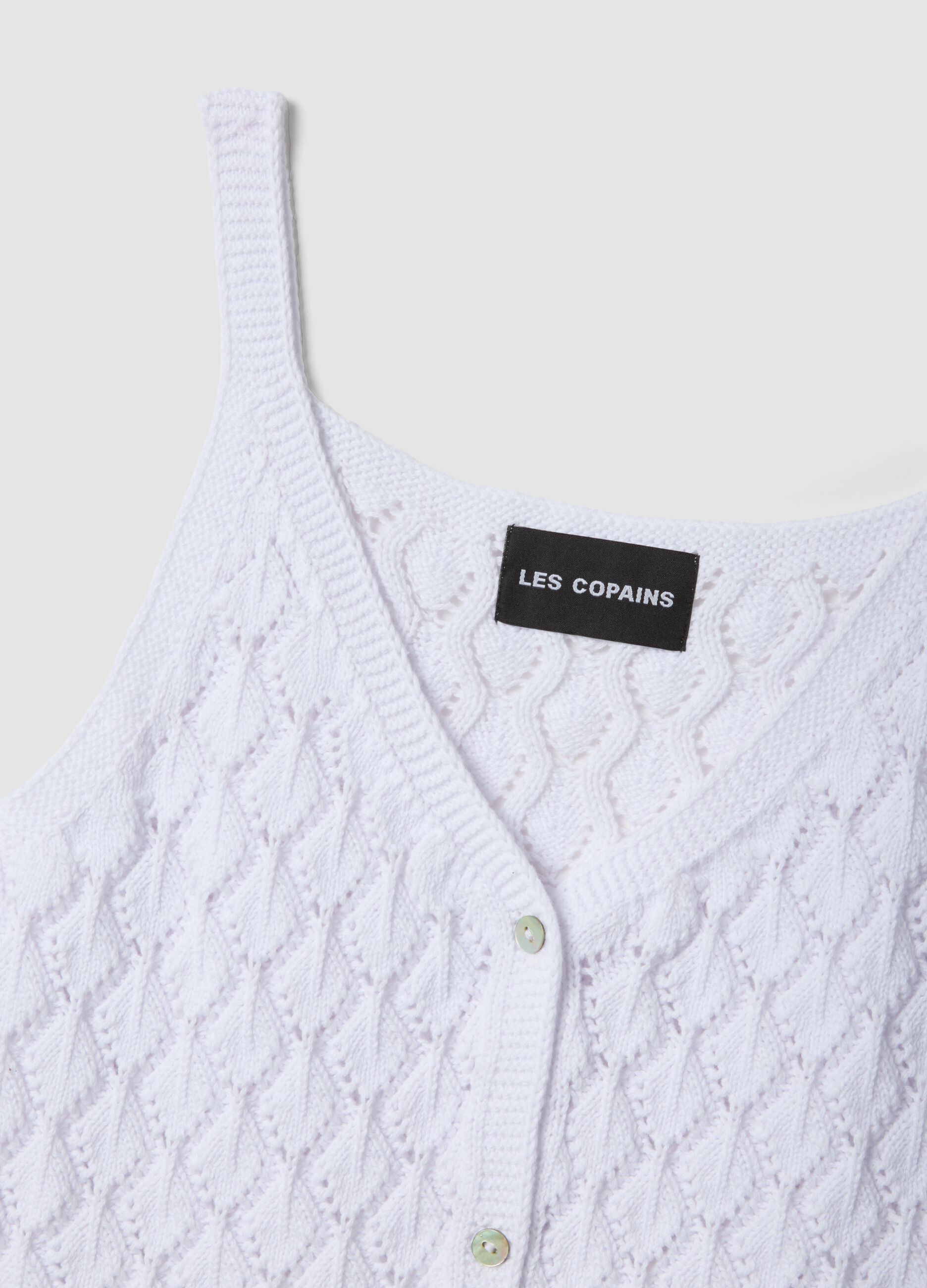 White organic cotton knitted gilet