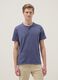 Blue pure cotton T-shirt with seraph collar regular fit_1