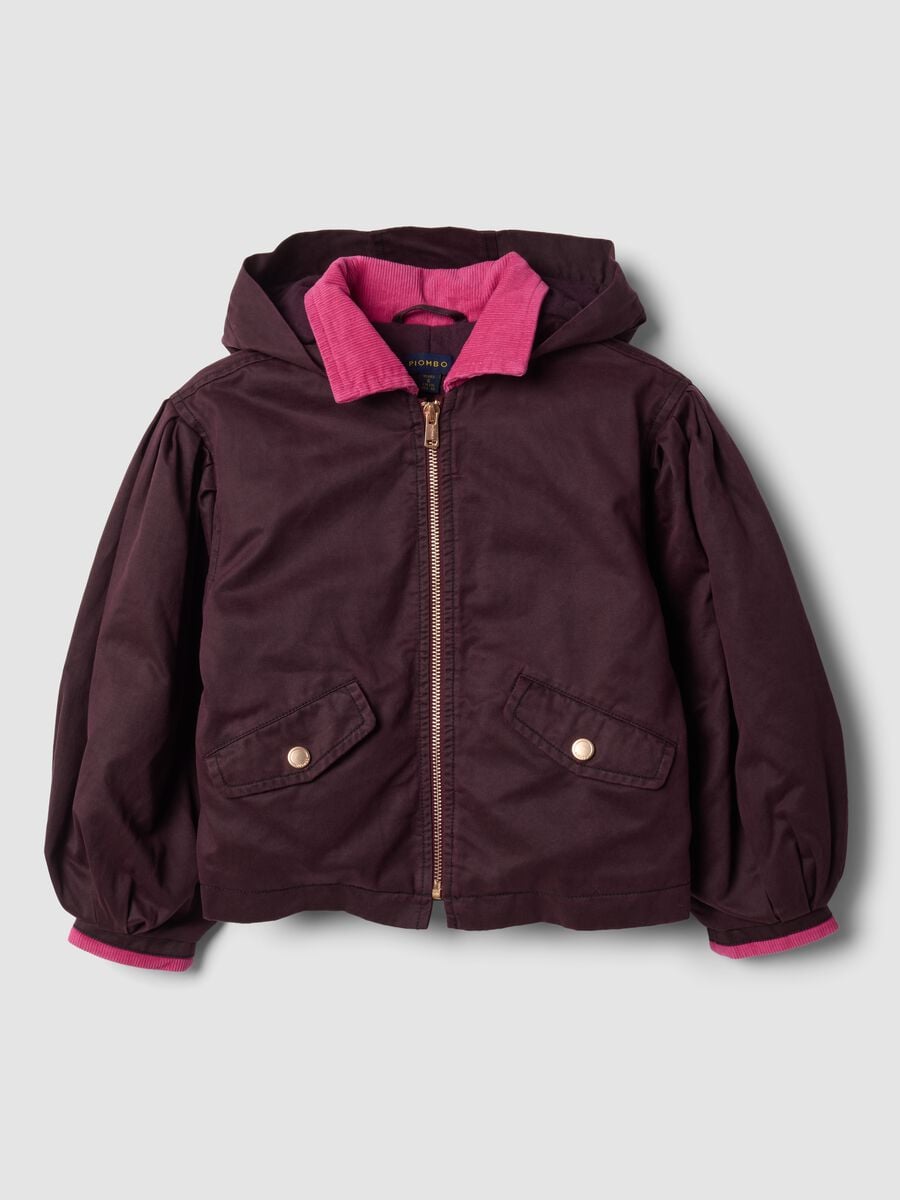 Purple padded cotton-blend hooded jacket_3