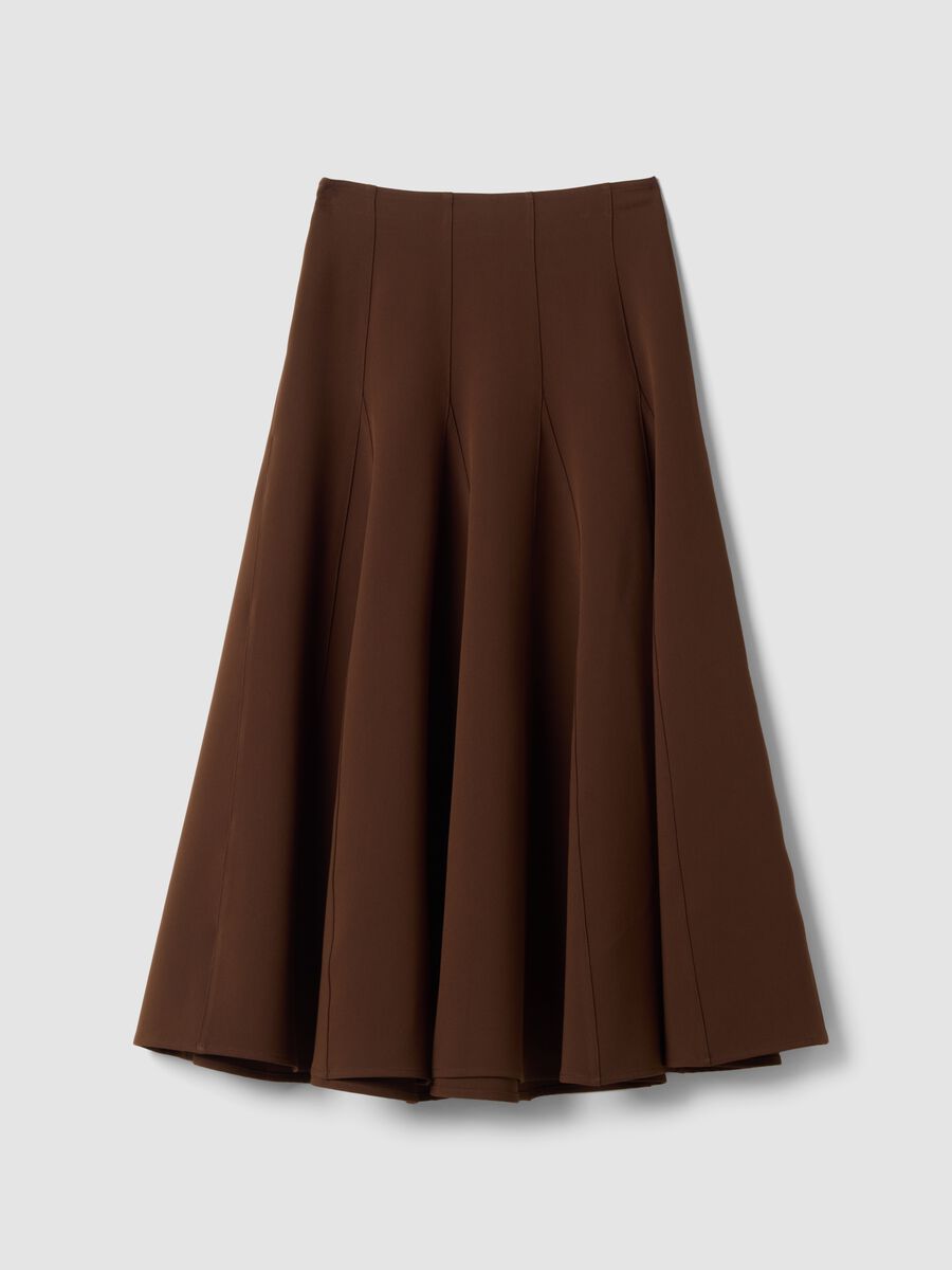 Brown stretch viscose skirt with regular waist_6