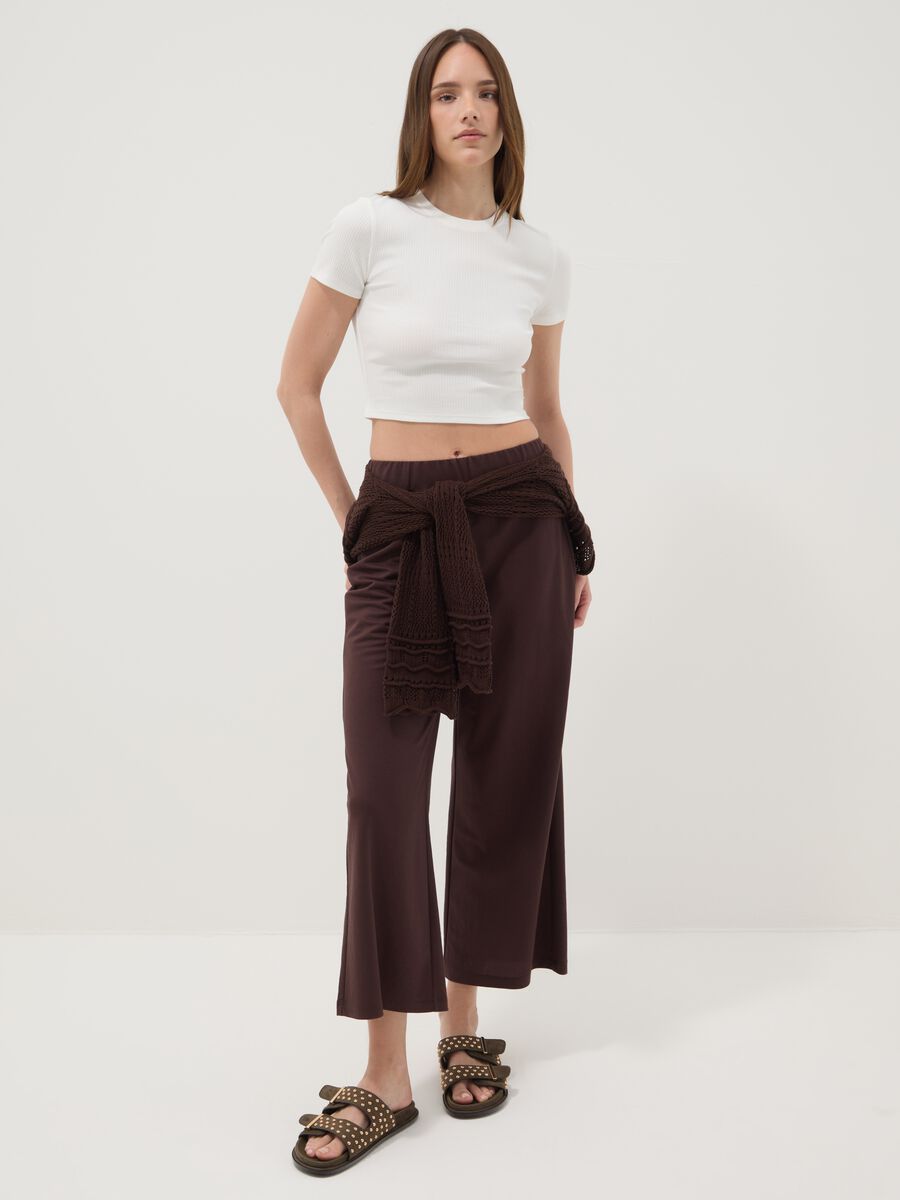 Braune Culotte-Hose aus Viskosemix_0