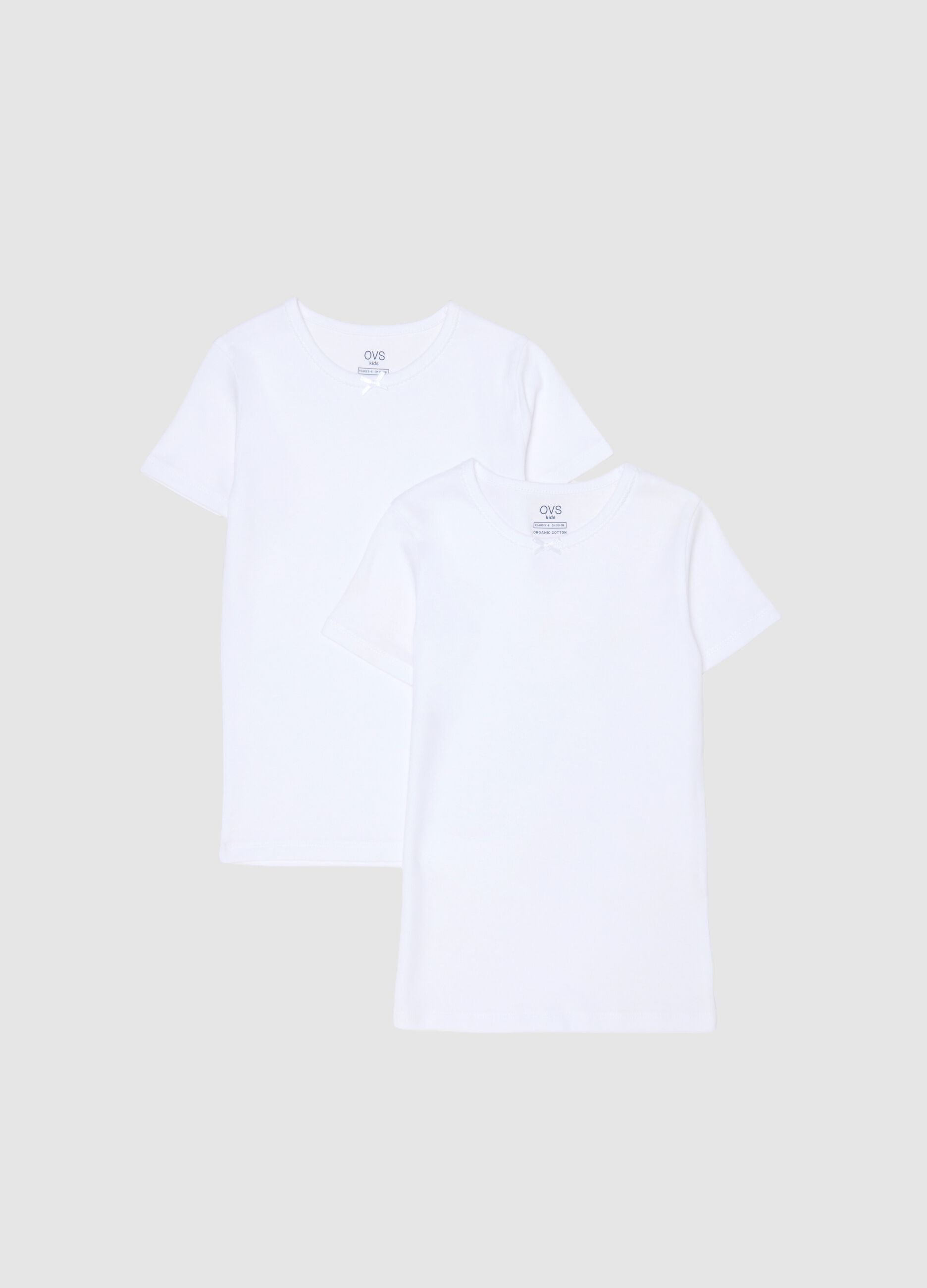 Pack of two white girls' t-shirts in pure cotton regular fit