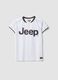 T-shirt desportiva branca para menino com riscas verticais e log&oacute;tipo Jeep_0