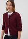 Burgundy pure cotton crew-neck cardigan with buttons, regular fit_2