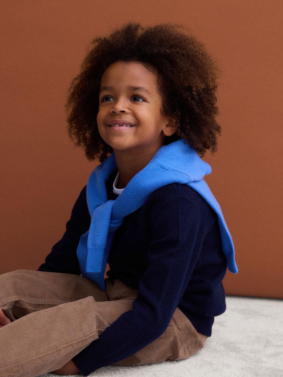 Blue pure wool long-sleeve jumper, regular fit_0
