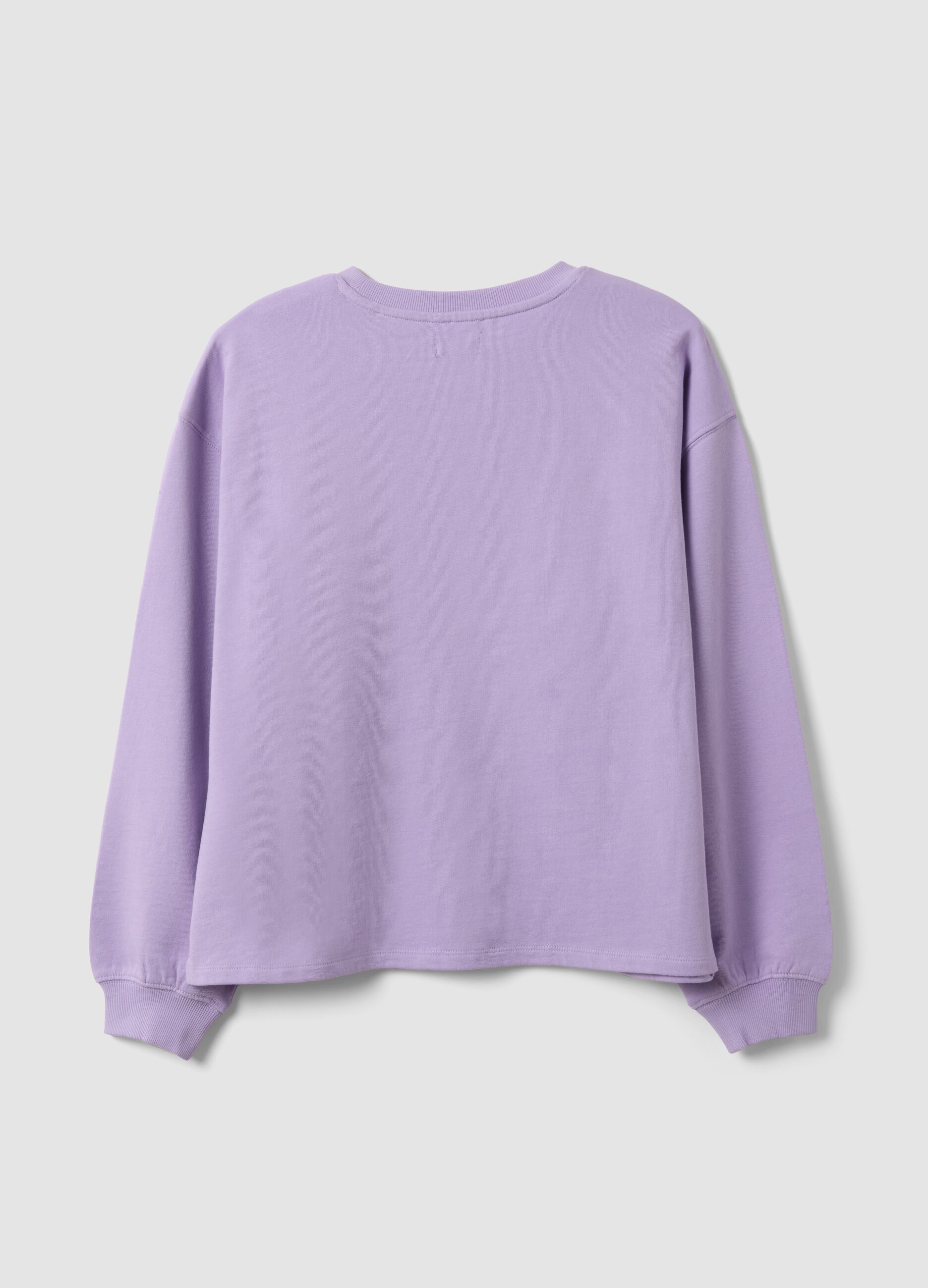 Purple pure cotton sweatshirt with star for girls, relaxed fit