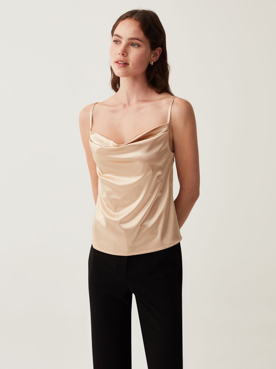 Satin top with draping_0