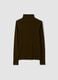 Brown lyocell and stretch wool mock-neck T-shirt, regular fit_0