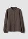 Brown stretch viscose shirt with Mandarin collar_4