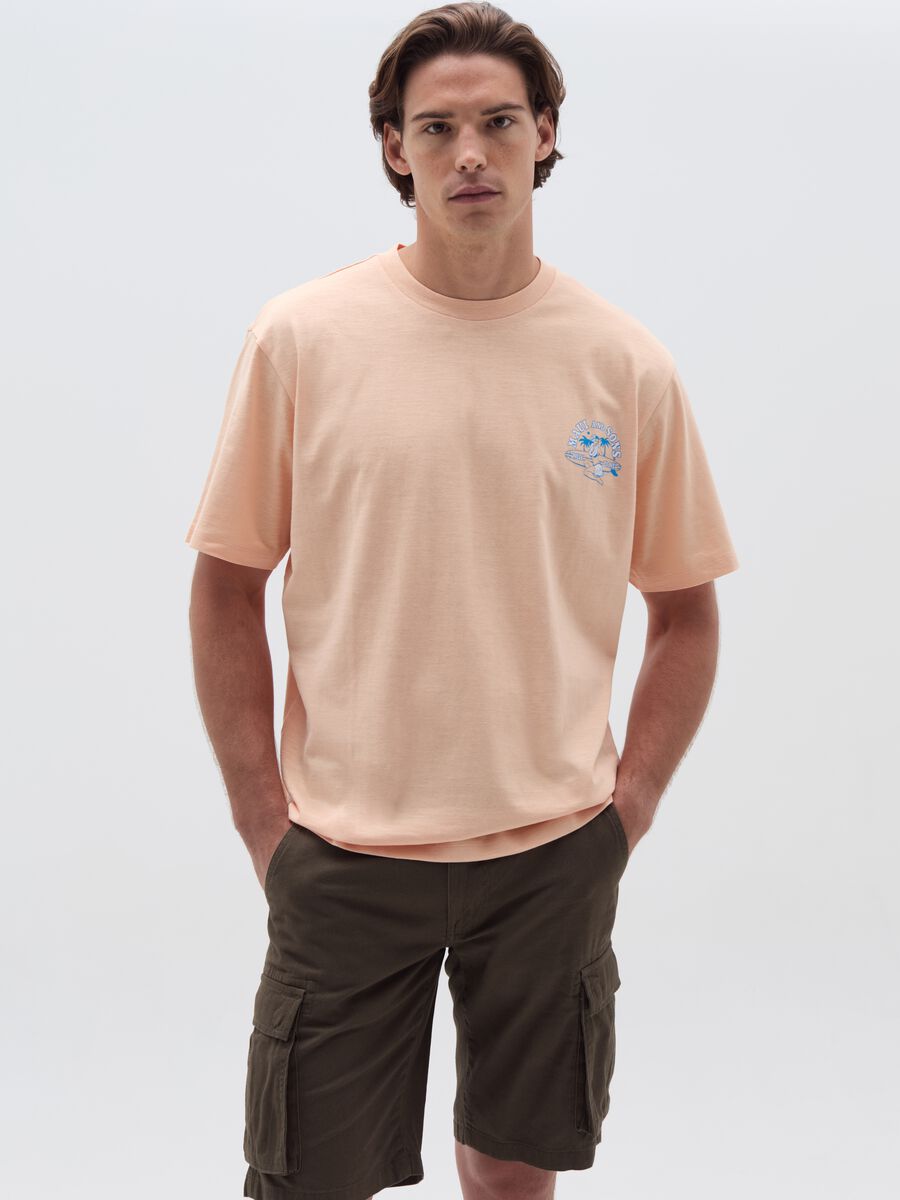 Slub jersey T-shirt with Hawaiian surf print_0