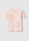 Girls' Pink Stretch Cotton T-shirt with Floral Embroidery_0