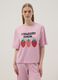 Long pink pure cotton pyjamas with strawberries, regular fit_1
