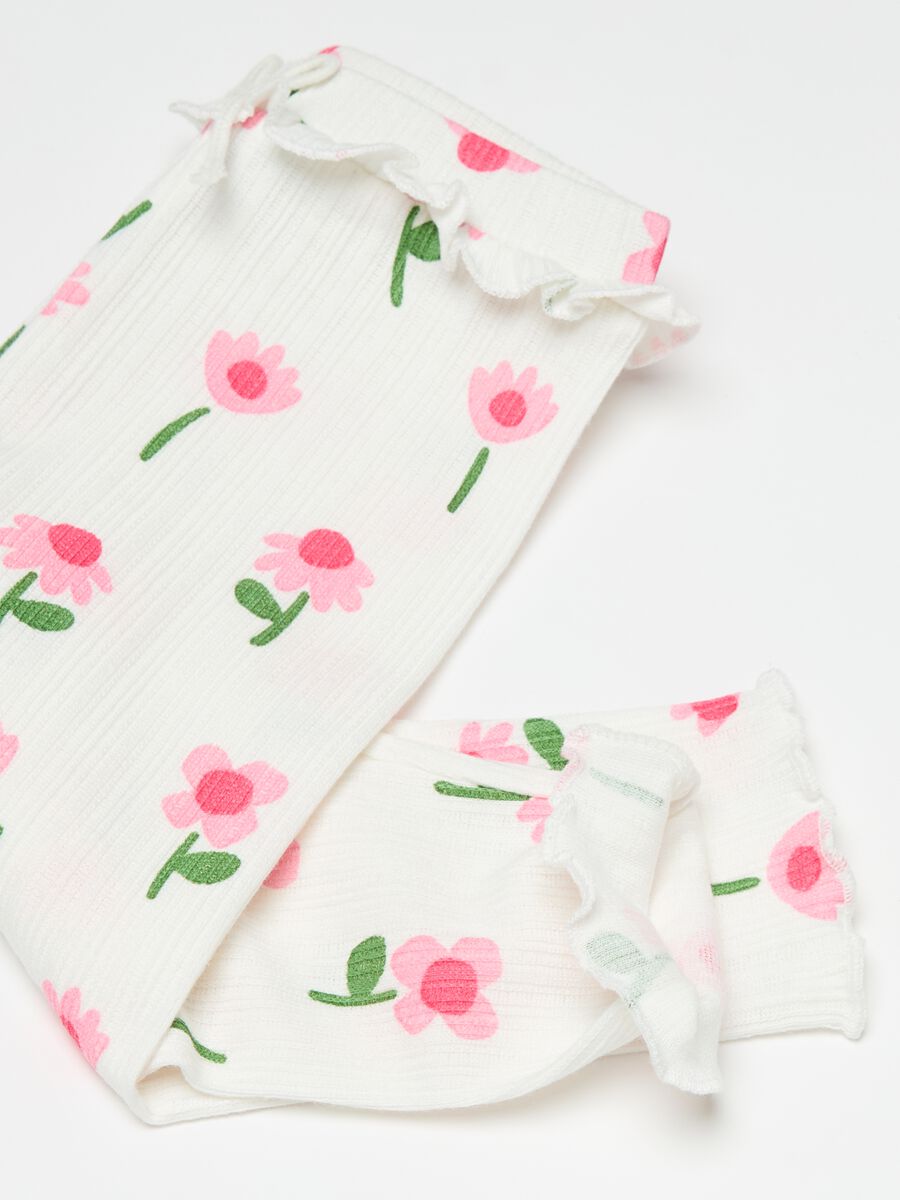 Ribbed leggings with flowers print_2