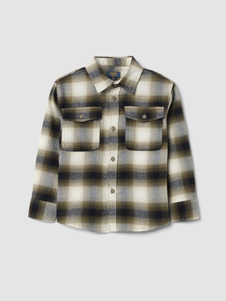 Camicia multicolor a quadri in puro cotone twill over fit_0