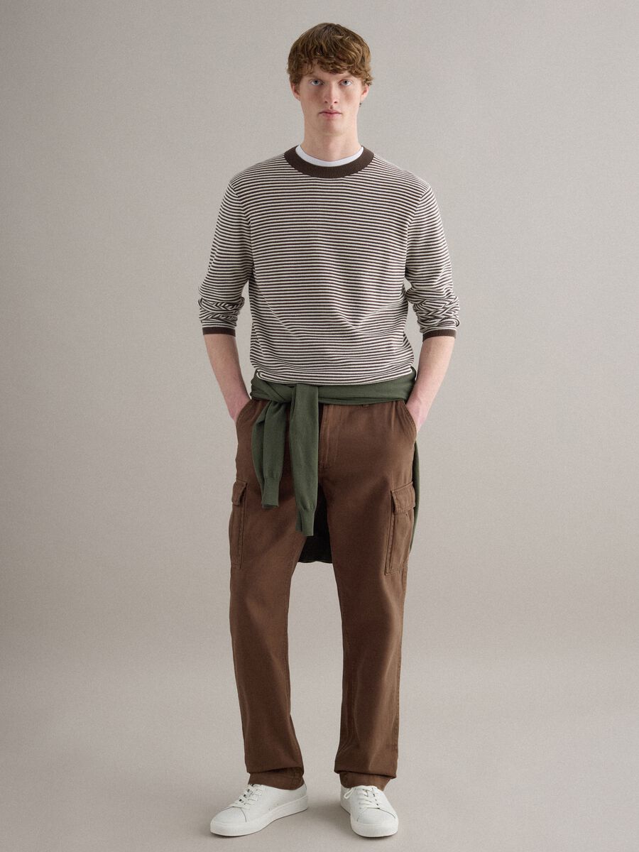 Multicoloured striped pure cotton sweater regular fit_2