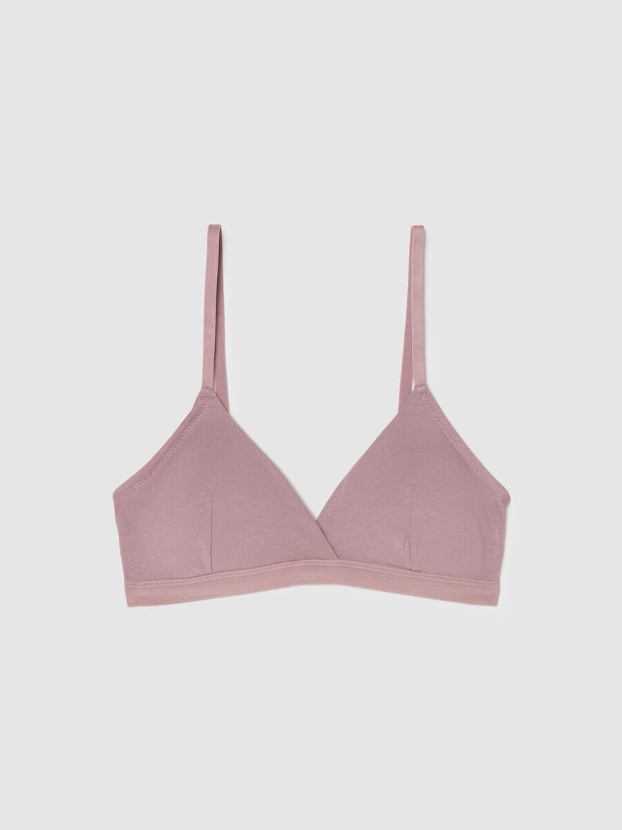 Pink stretch cotton bra with thin straps_0