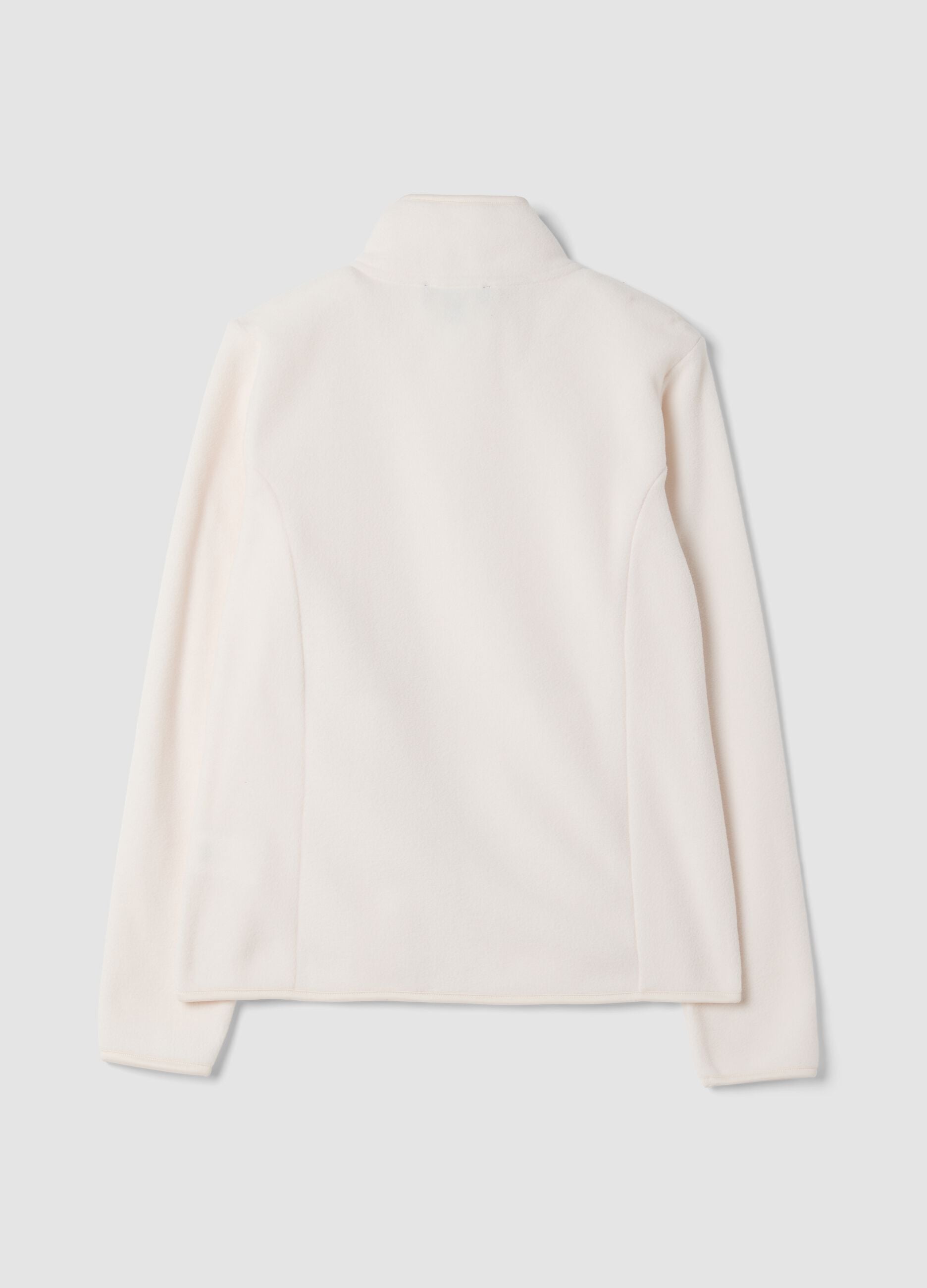 Felpa bianco sporco con girocollo e zip