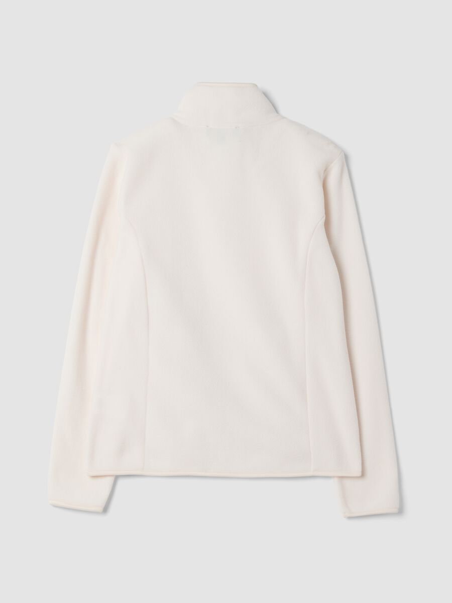 Felpa bianco sporco con girocollo e zip_2