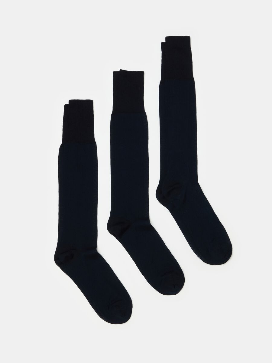 Three-pair pack long socks in cotton_0