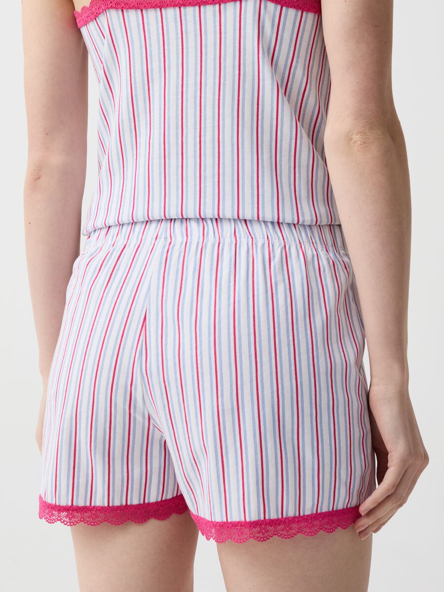 Shorts de pijama de rayas con encaje_2