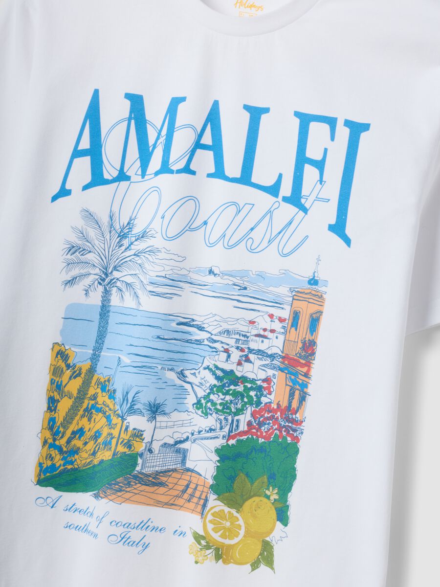 Wei&szlig;es T-Shirt aus reiner Baumwolle mit Print, Regular Fit_5