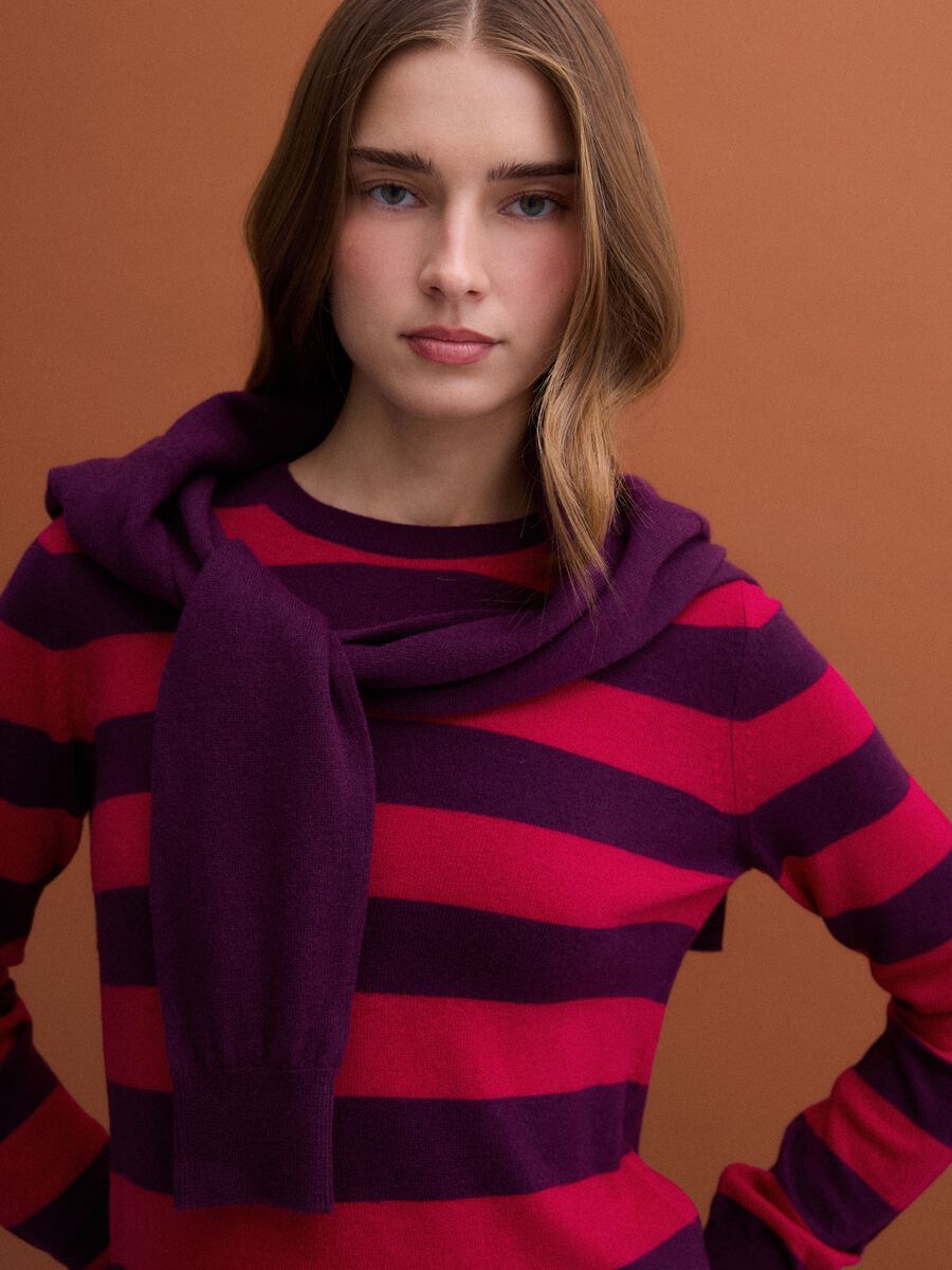 Red pure wool striped crew-neck jumper_0