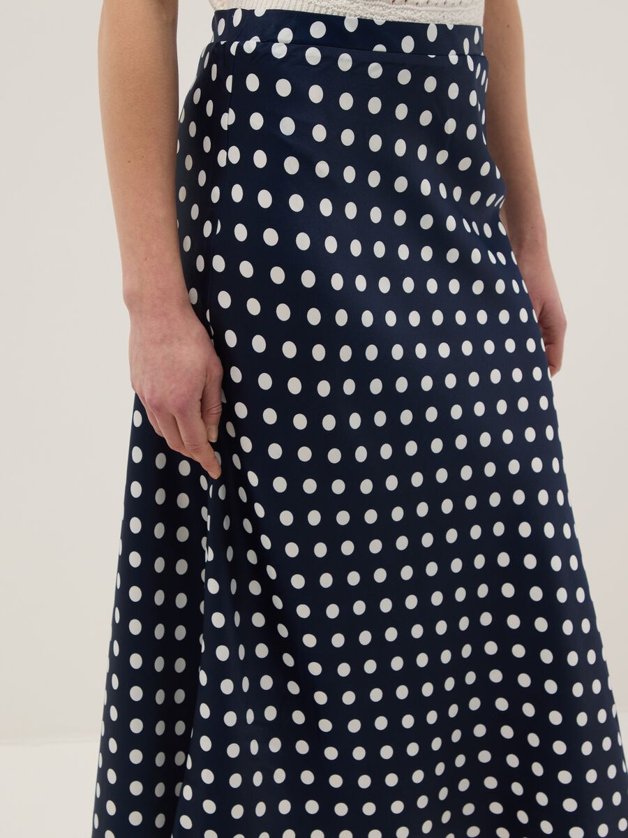 Long pure cotton skirt with multicoloured polka dots, regular fit_3