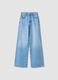 Jeans azul-claro wide leg em algod&atilde;o puro_0