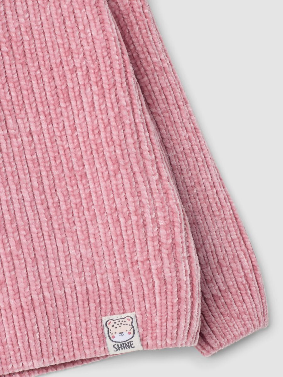 Mauvefarbenes Rippstrick-Shirt mit Rundhals und Oversize-Passform_2