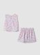 Pink stretch-fabric set with top and shorts for girls_1