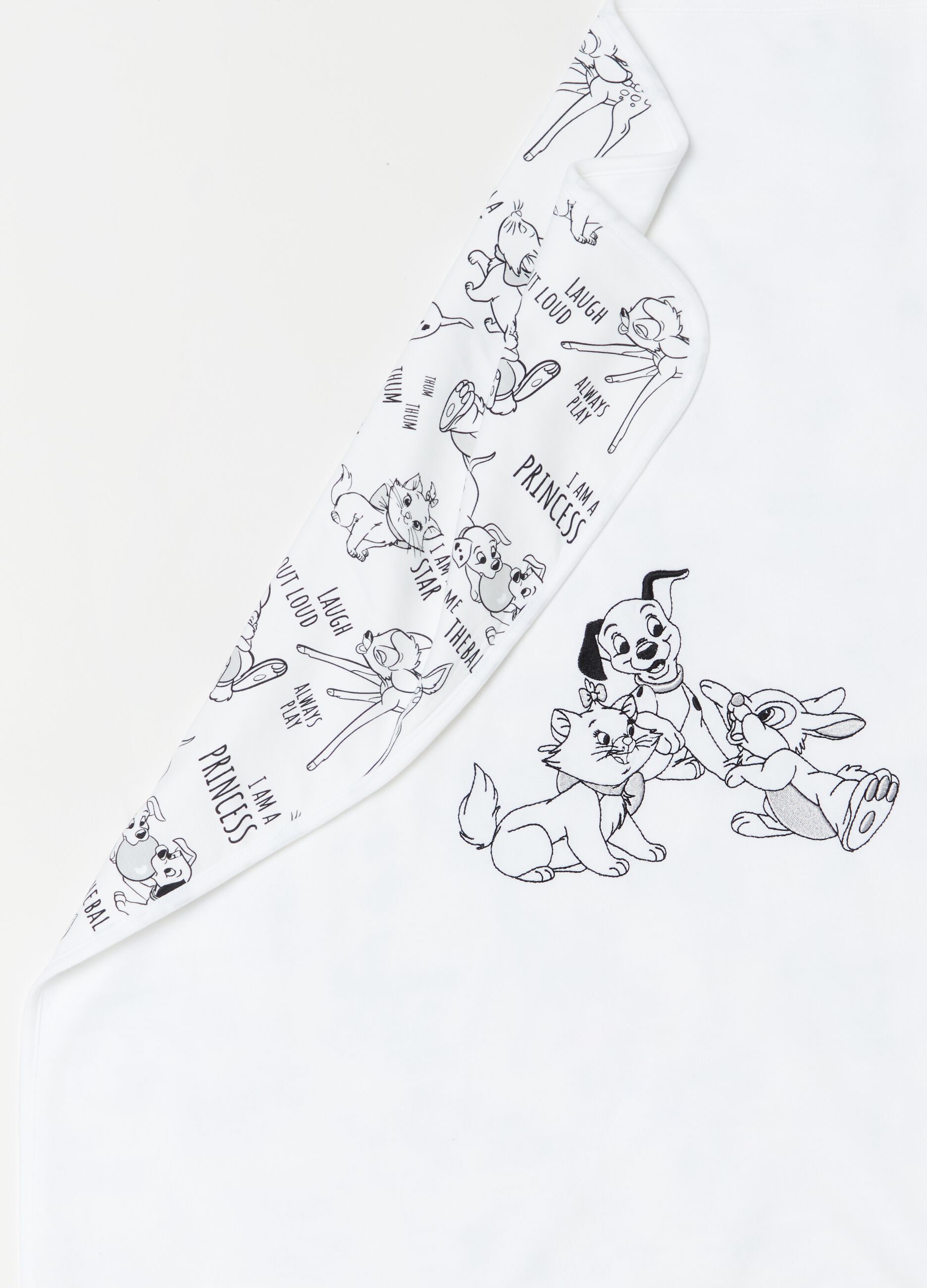 Coperta in cotone bio con stampa Bambi e Minu