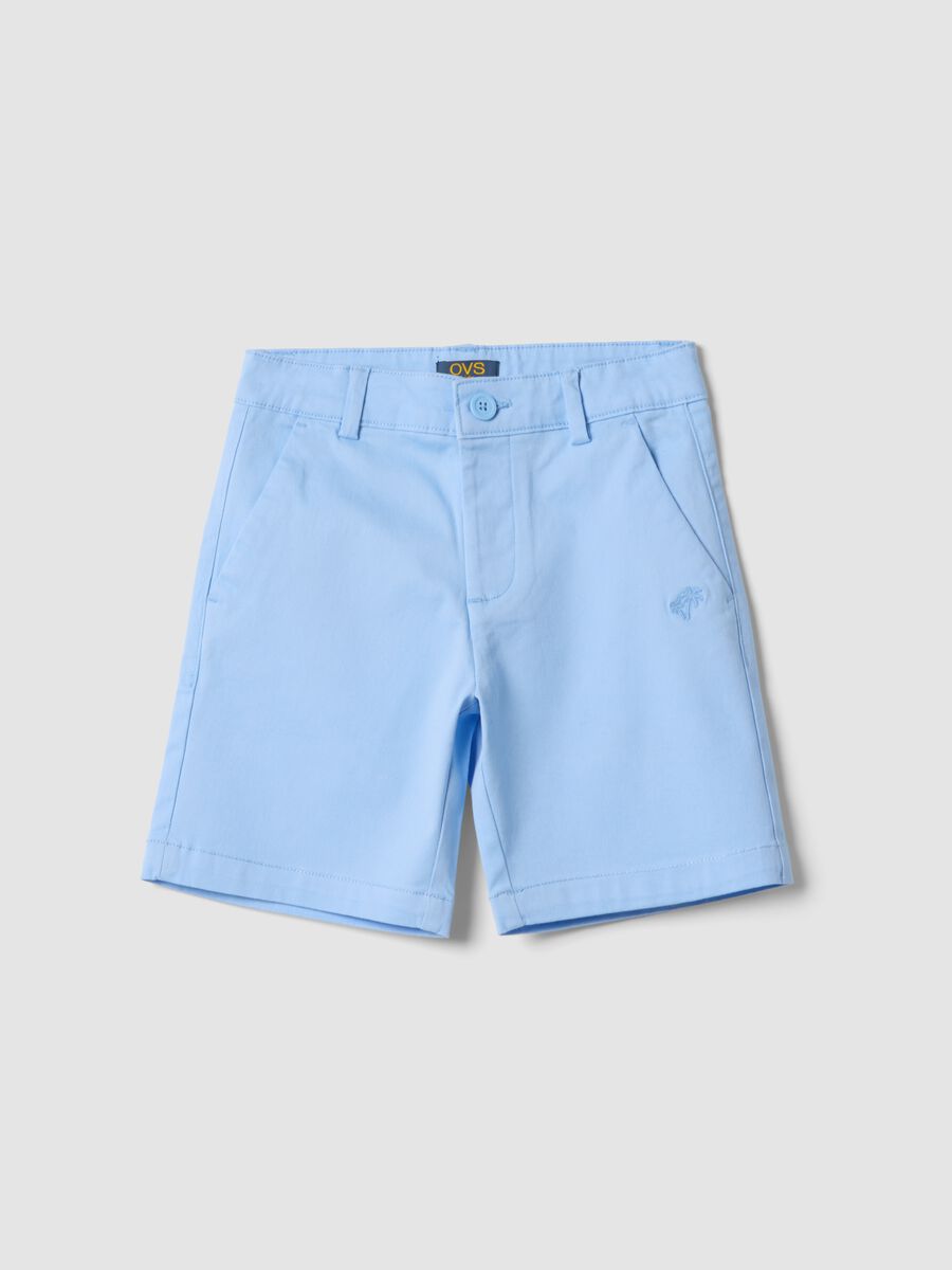 Boys&rsquo; light blue stretch cotton chino bermuda shorts, regular fit_0