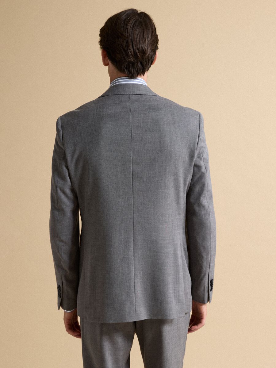 Blazer grigio in viscosa elasticizzata slim fit con rever classico_3