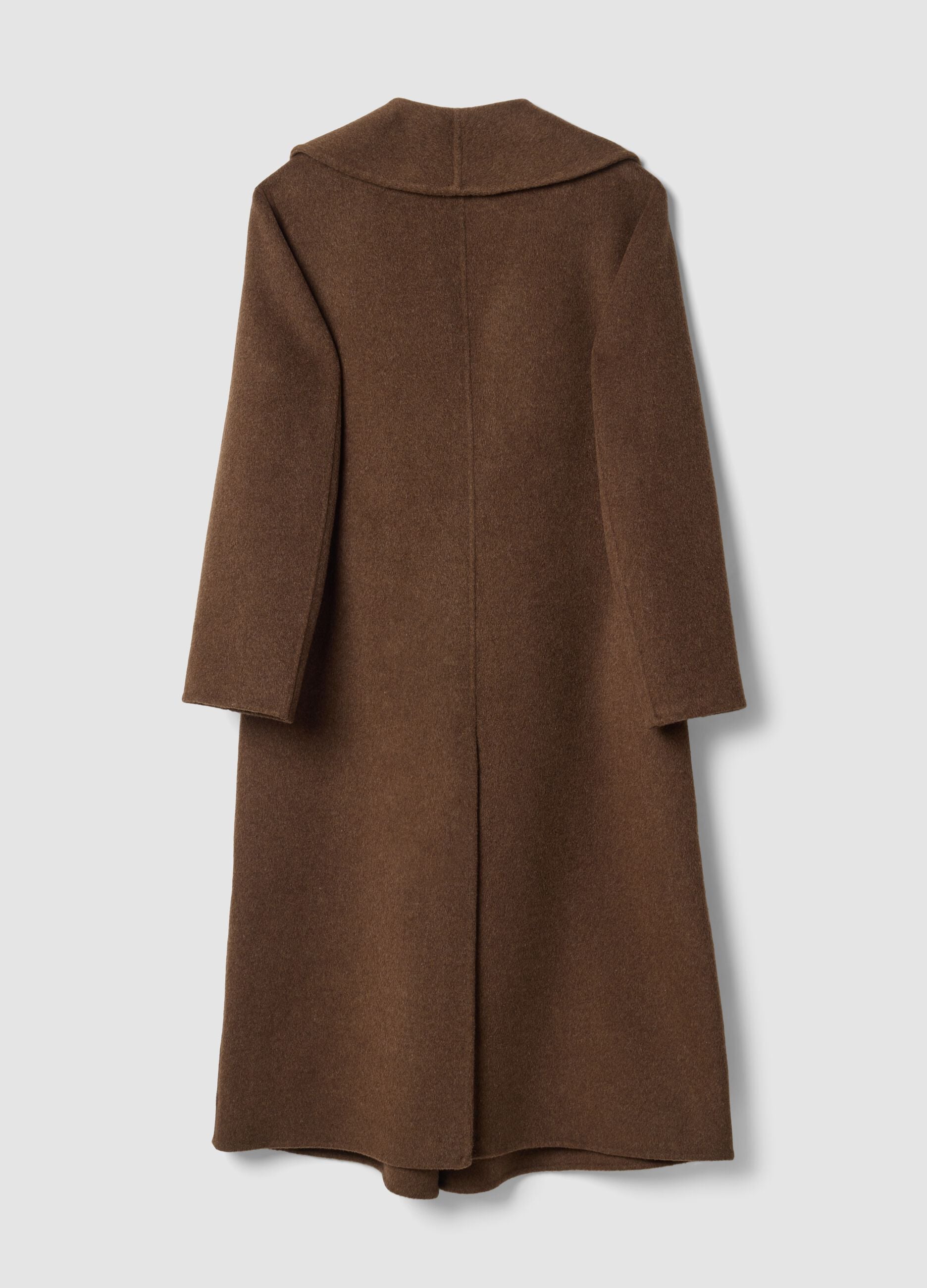 Cappotto lungo marrone in misto lana, cashmere e viscosa regular fit