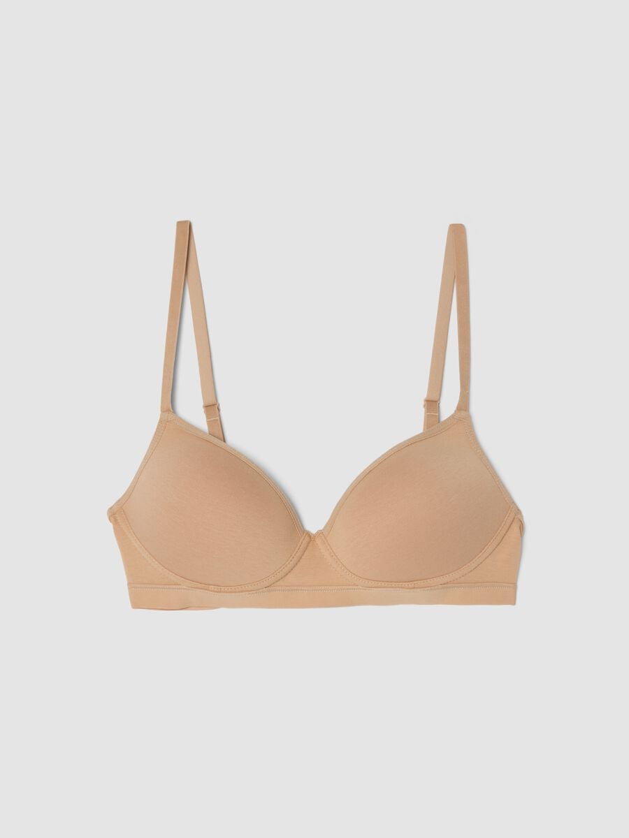 Beige stretch-cotton sports bra_0