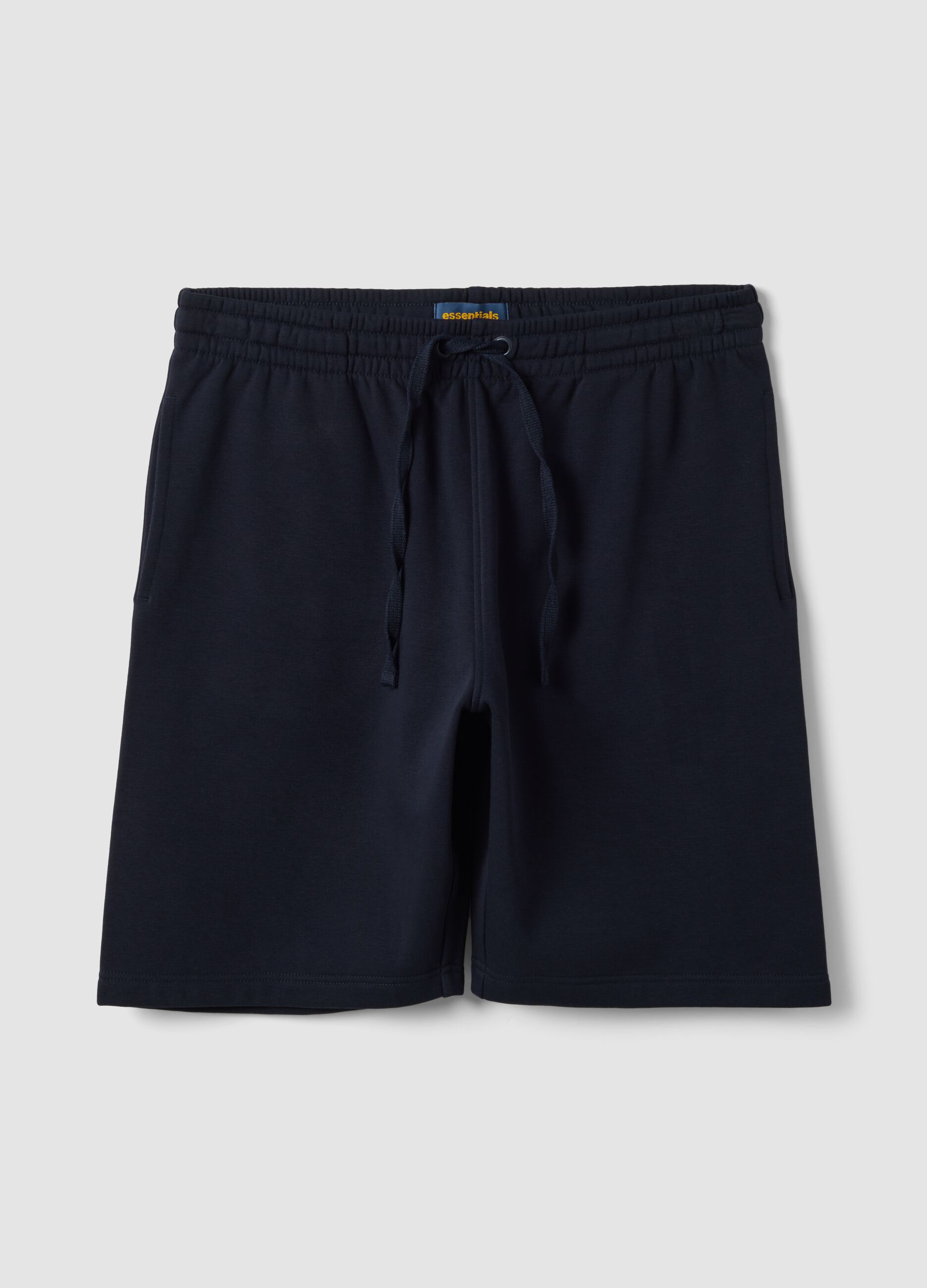 Blue cotton-blend shorts with elasticated waist, regular fit
