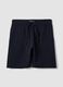 Blue cotton-blend shorts with elasticated waist, regular fit_4