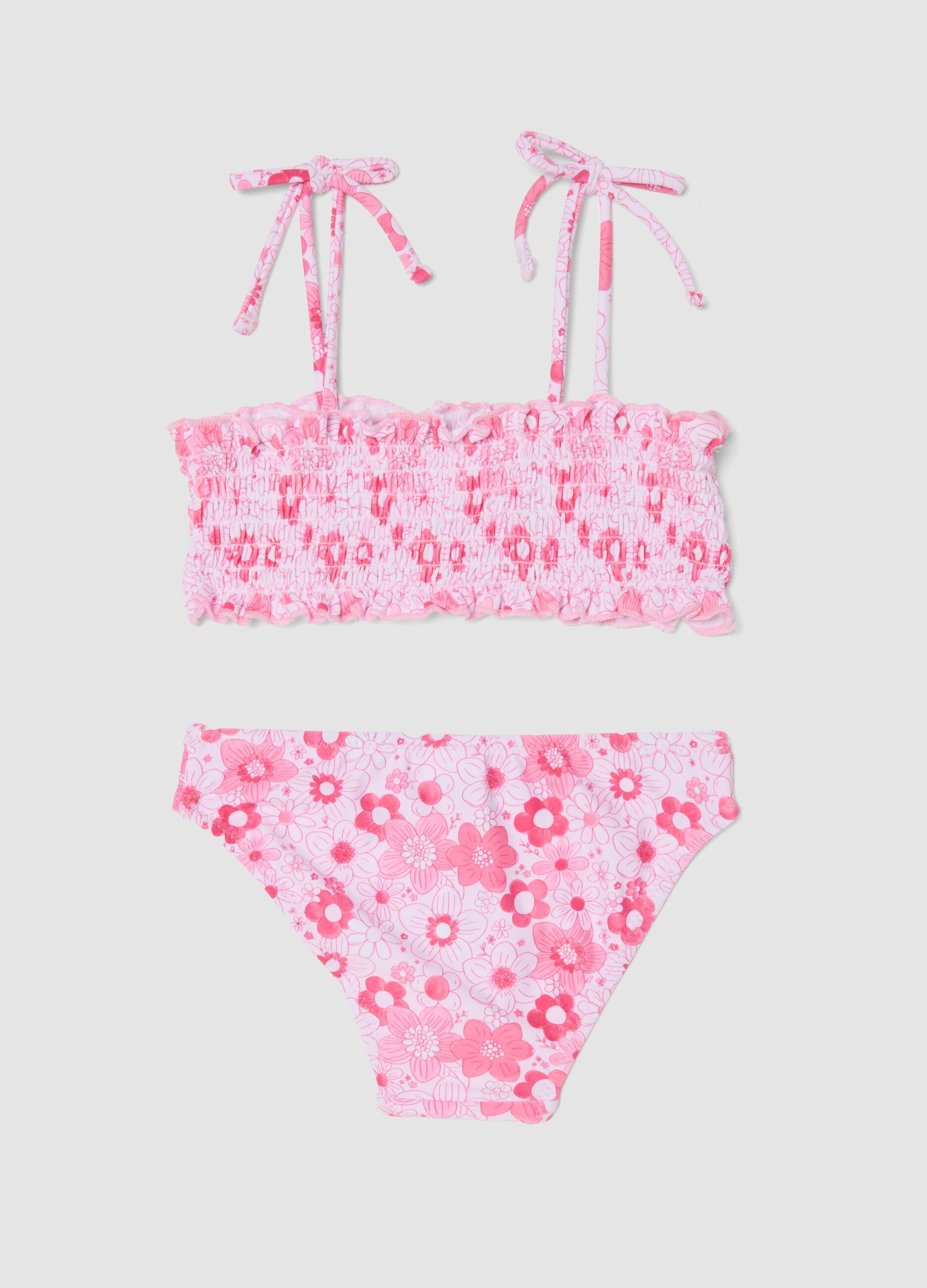 Pink floral stretch bikini