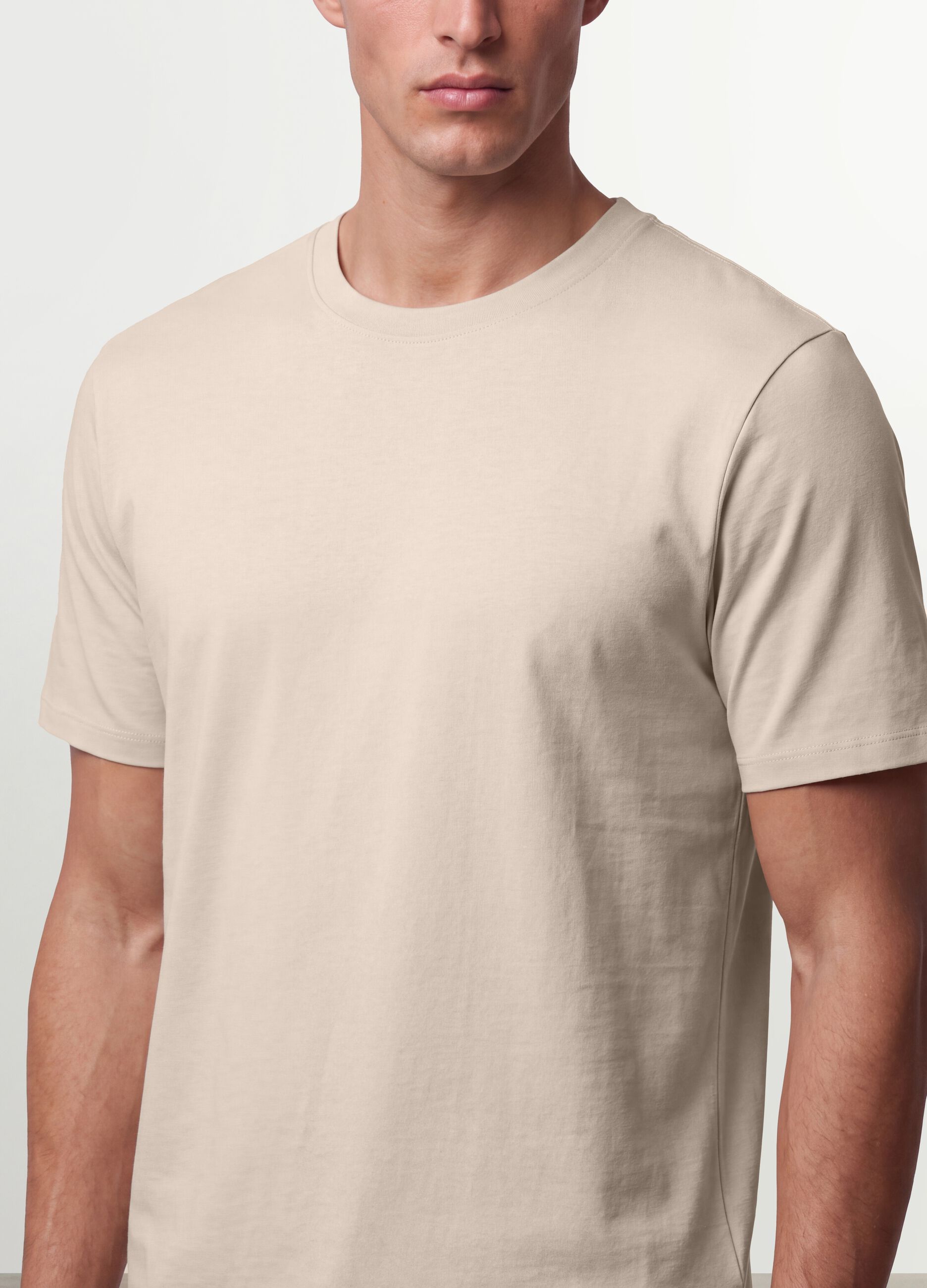 Beige organic cotton jersey T-shirt, regular fit