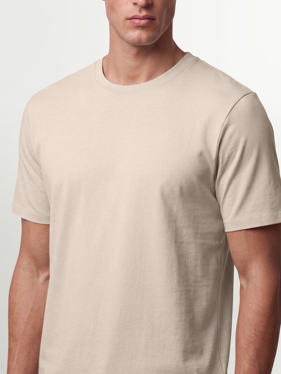 Beige organic cotton jersey T-shirt, regular fit_3