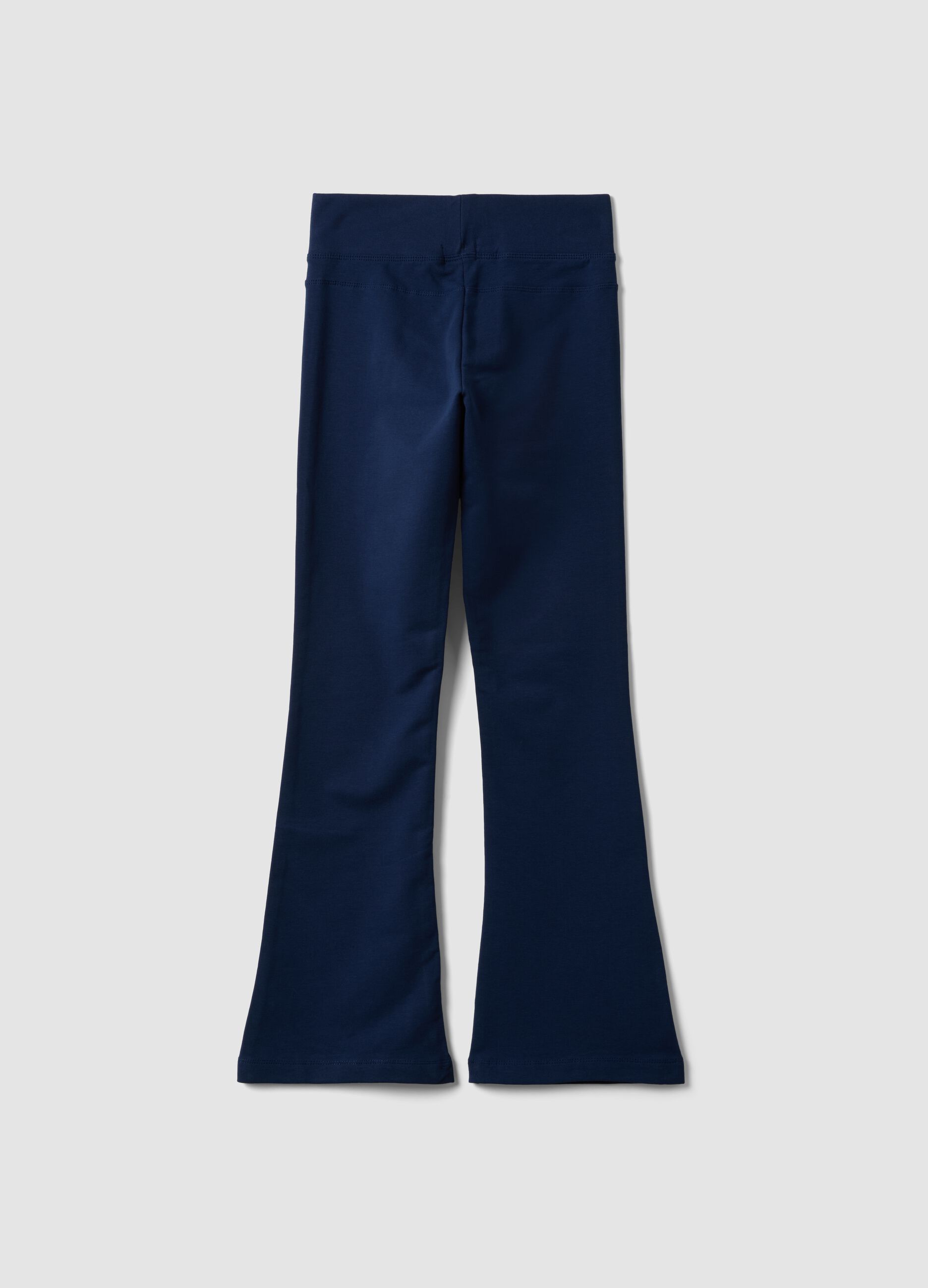 Girls&rsquo; blue flared trousers in stretch organic cotton