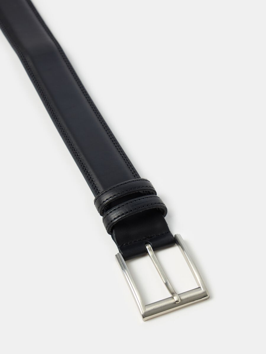 Leather belt with square buckle_1