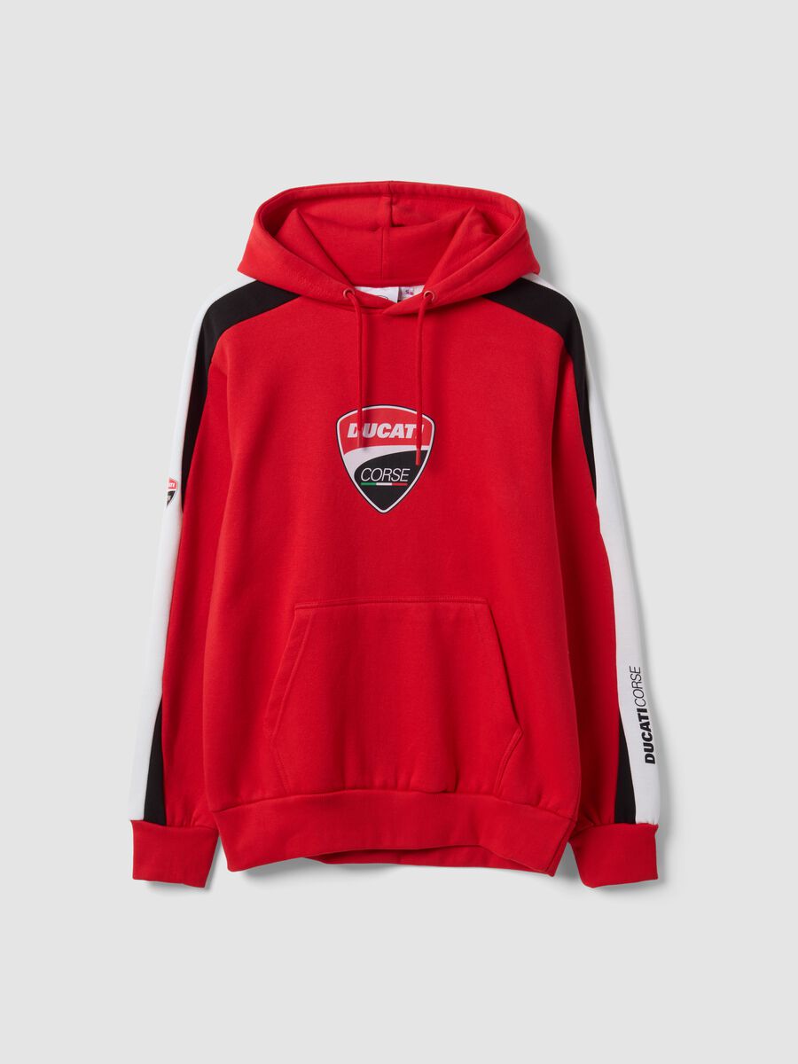 Red Ducati printed cotton-blend hoodie_0